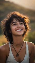 Poster - Casual closeup of an attractive smiling woman