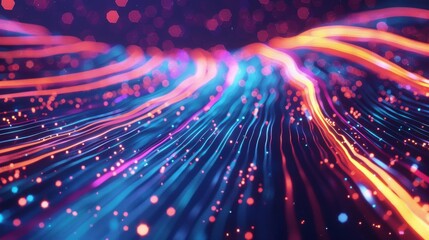 Poster - Vibrant streaks of colored light form a dynamic digital abstract pattern, creating a sense of energy, movement, and futuristic design.