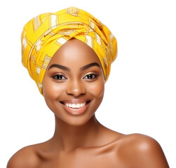 Sticker - PNG African model with beauty portrait turban adult.