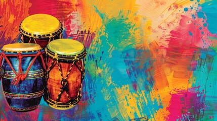 Colorful Drums on Abstract Background.