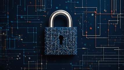 Poster - padlock on binary code background