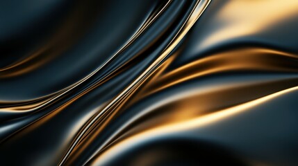 A swirl of dark gold and black curves with a touch of light gold in a smooth, abstract design displaying ultrafine details and circular patterns.