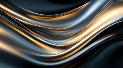 A swirl of dark gold and black curves with a touch of light gold in a smooth, abstract design displaying ultrafine details and circular patterns.