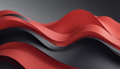 Abstract red black waves design with smooth curves soft shadows modern background. Fluid gradient motion of dynamic lines on minimal backdrop created with generative ai	