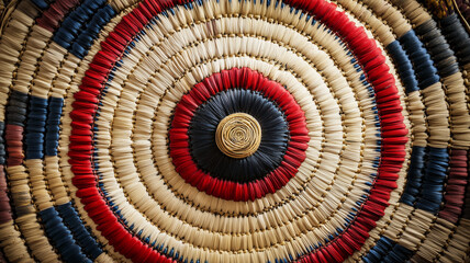 Indigenous weaving arts, a close up view of adornment, embroidery and craftsmanship of Native American ceremonial handcrafted art