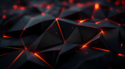 Aufkleber - Abstract background showing glowing red light streaks on black polygonal surface