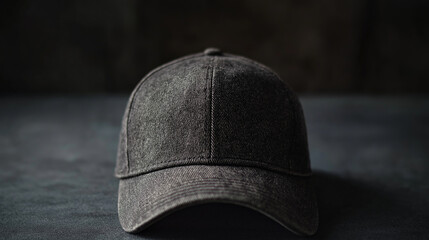 Poster - Black baseball cap standing on a dark background