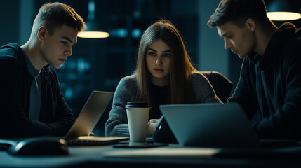 Poster - Programmers cooperating on new software in startup company office