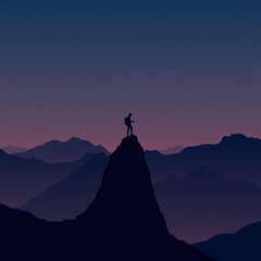 Wall Mural - silhouette of a person in the mountains