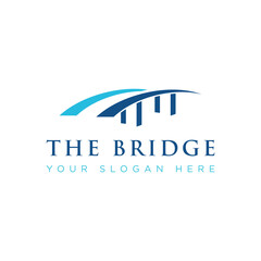 Fototapete - Bridge building abstract Logo template with creative idea.Vector illustration.