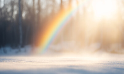 Wall Mural - rainbow over the forest-generative ai