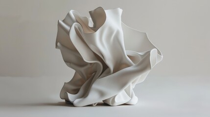 Poster - Abstract white sculpture on a grey background.