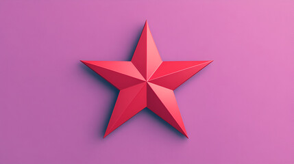 Wall Mural - Bright Red Star on Pink Background - Minimalist Design