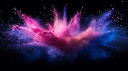 Wall Mural - Explosion splash of colorful powder with freeze isolated on background, abstract splatter of colored dust powder