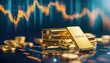 © CHONCHANOK PHOTO - A stack of gold bars with coins and a fluctuating digital graph symbolizing wealth and investment opportunities in finance.