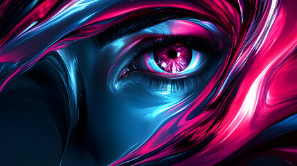 Wall Mural - Abstract Eye with Swirling Neon Colors