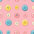 © MelissaMN - Seamless pastel background with buttons. Pink background pattern