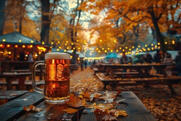 Wall Mural - Festive tradition: Oktoberfest, highlighting the rich heritage of bavaria through vibrant parades, authentic german food, joyful clinking of steins, marking a time of merriment and cultural pride