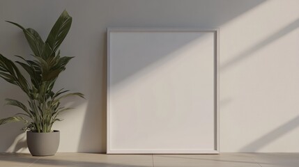 Poster - 3D rendering of a minimalist style frame on a wall composition as a concept