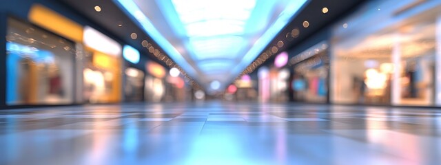 Poster - 3D rendering of an abstract blurred shopping mall interior