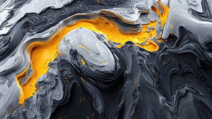 Poster - 3D Rendering of Grey and Yellow Abstract Art