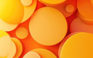 Poster - 3D rendering of an abstract background featuring orange and yellow circular shapes