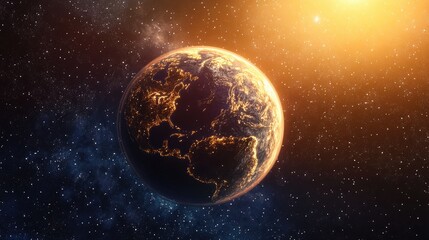 Poster - 3D illustration of a cartoon rendering of an exoplanet
