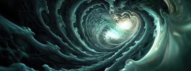 Leinwandbilder - Abstract motion grey and green fractal on black background in a 3D cartoon rendering