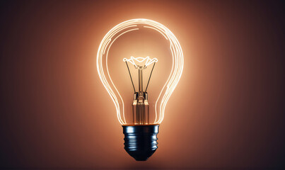 A glowing light bulb illuminates a dark background, symbolizing an idea or inspiration