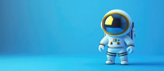 Aufkleber - 3D cartoon rendering of a statuette of an astronaut against a blue background