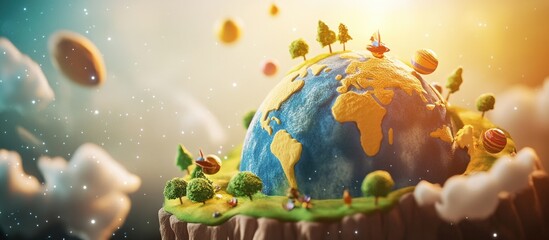 Poster - Cartoon rendering of a 3D planet