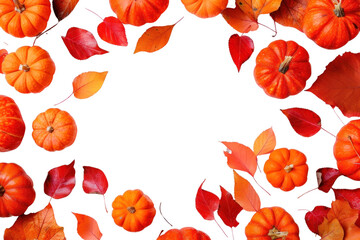 Sticker - PNG Autumn pumpkins and leaves background