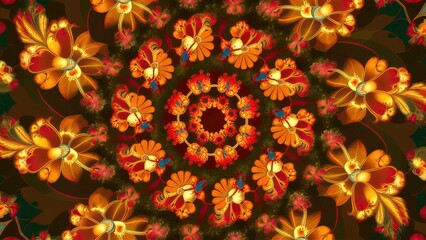 Poster -  Fractal Pattern of Sunlit Flowers