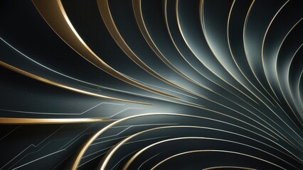 Poster - Futuristic Abstract Background with Curved Gold Lines