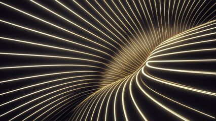 Poster - Futuristic Abstract Background with Curved Gold Lines
