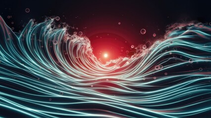 Poster - Futuristic Abstract Wave Background with 3D Particles