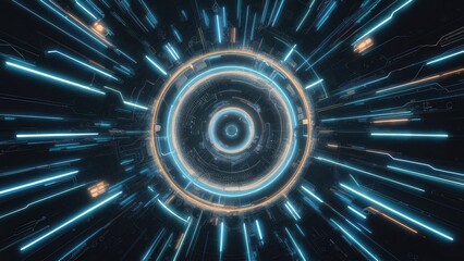 Poster - Futuristic Cyberpunk Technology Wallpaper with Abstract 3D Illustration for Gamers