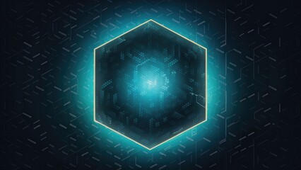 Poster - Futuristic Dark Background with Small Hexagonal Metaverse Pattern