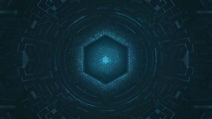 Poster - Futuristic Dark Background with Small Hexagonal Metaverse Pattern