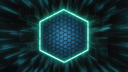 Poster - Futuristic Dark Background with Small Hexagonal Metaverse Pattern