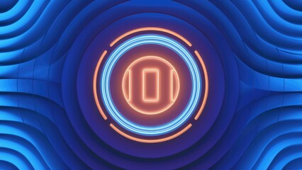 Poster - Futuristic Neon Graphic Background with Blue Wavy Gradient and Colorful Theme