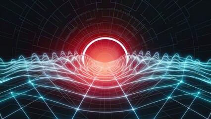 Poster -  Futuristic Waveform Background: 3D Illustration of a Network Science Structure