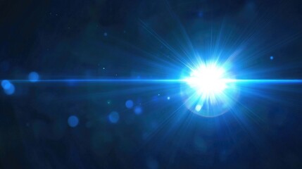 Poster - Blue abstract lens flare light effect on a dark backdrop Radiant star