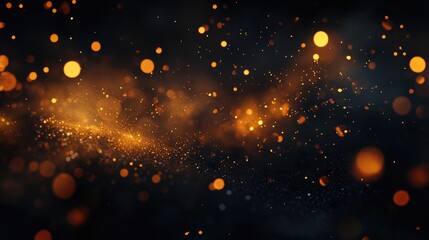 Poster - A digital artwork featuring a dark backdrop adorned with radiant gold embers and an abstract bokeh effect