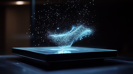 Poster - Futuristic Holographic Display Created by Lasers with 3D Image Floating in Air