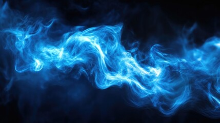 Poster - Abstract blue fire effect isolated on a black background Digital light in motion