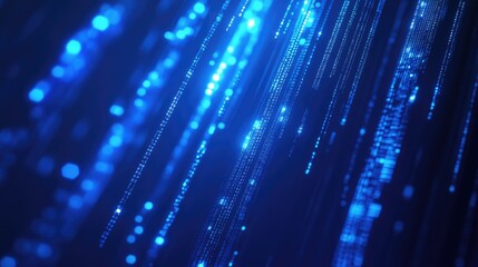 Poster - Abstract luminous digital lines ascending against a dark blue backdrop Represents technology finance and digital data flow A high tech setting with futuristic light beams Digital technology and dat