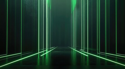 Poster - Dark backdrop featuring green lines