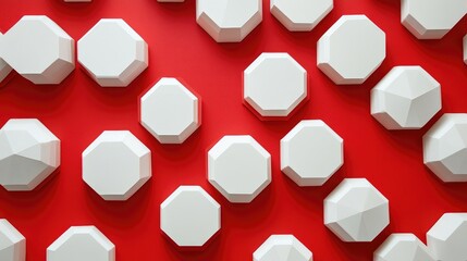 Poster - Decagons displayed on a red and white backdrop