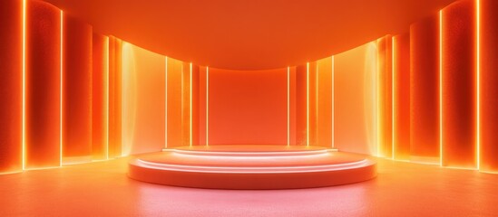 Poster - 3D rendered futuristic stage in orange hues